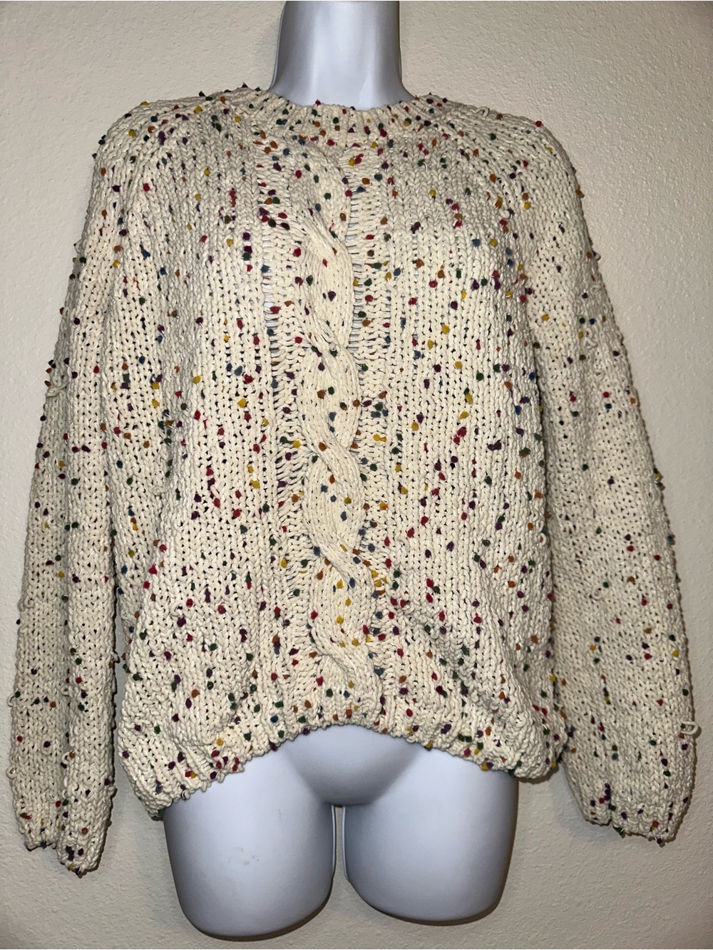 Elenza by L&L European Confetti Cable Knit Sweater TU One Size - Picture 3 of 5